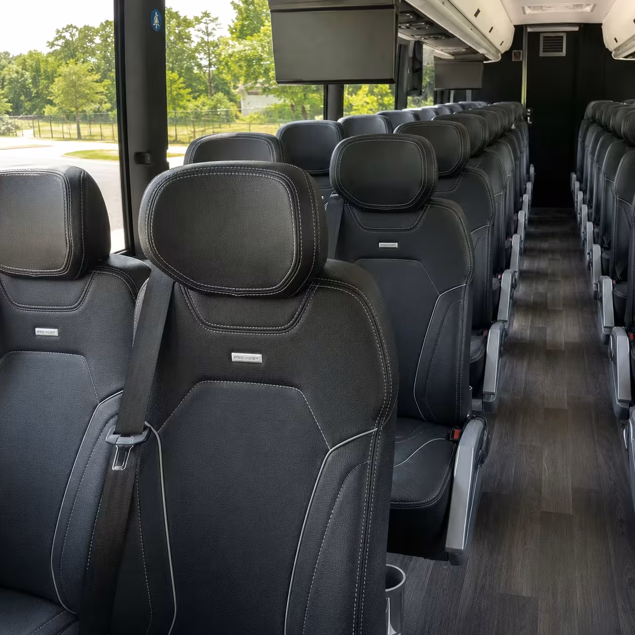 56 passenger charter bus inside