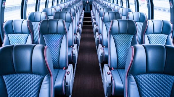 56 passenger charter bus interior reading