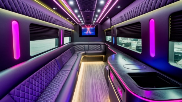 party bus rental interior reading