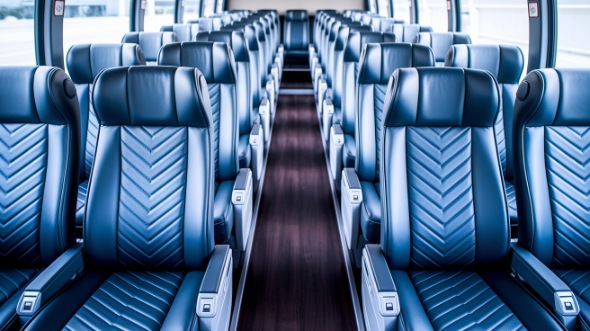 reading 55 passenger charter bus inside