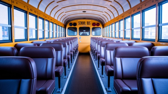 school bus rental interior reading