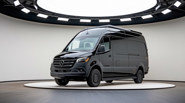 sprinter van with driver reading